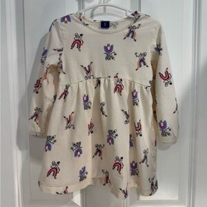 Cream Long Sleeve Dress with Rainbow Fairy Print